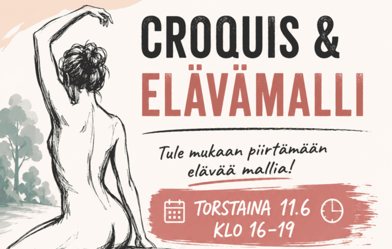 Croquis-piirustusta ulkoilmassa Tapionpuistossa