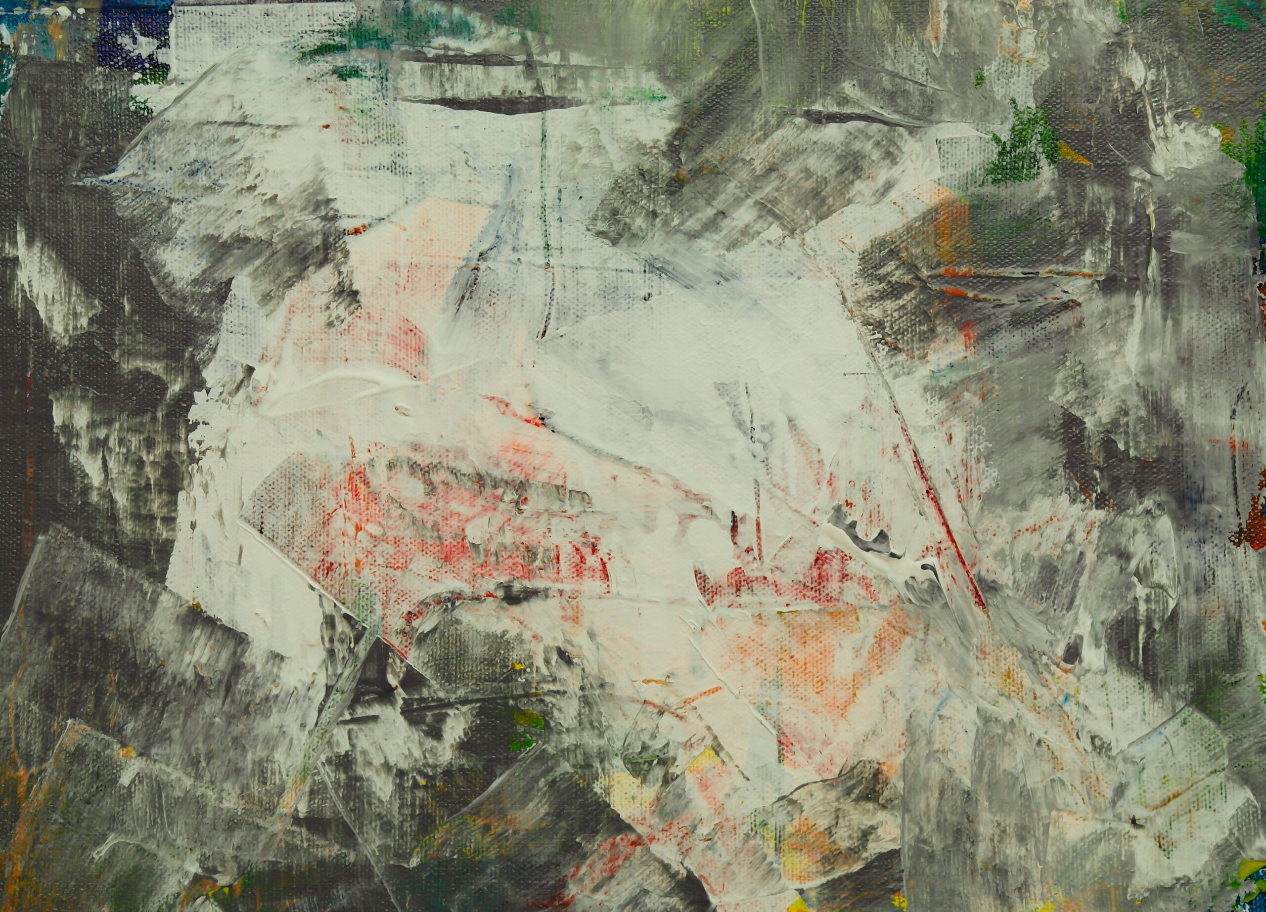 Colorful abstract painting with bold brushstrokes, conveying motion and emotion.